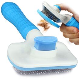 Handle Shedding Pet Dog Cat Hair Brush Grooming Trimmer Comb Self Cleaning Tool (Option: Pin Brush)