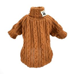 Pet Turtleneck Knitted Sweater Winter Dog Cat Keep Warm (Option: Khaki-XS)