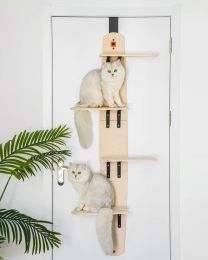 Mewoofun 4-Levels Versatile Cat Climber Shelves Door Mounted Vertical Cat Tree (Option: QM003)