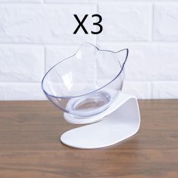 Non Slip Double Cat Bowl With Raised Stand Pet Food Cat Feeder Protect Cervical Vertebra Dog Bowl Transparent Pet Products (Option: Single transparent shelf3pcs)