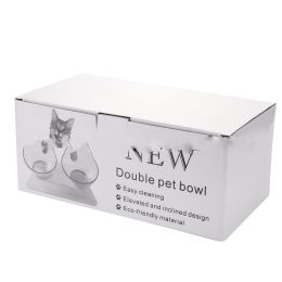 Non Slip Double Cat Bowl With Raised Stand Pet Food Cat Feeder Protect Cervical Vertebra Dog Bowl Transparent Pet Products (Option: Double bowl box)